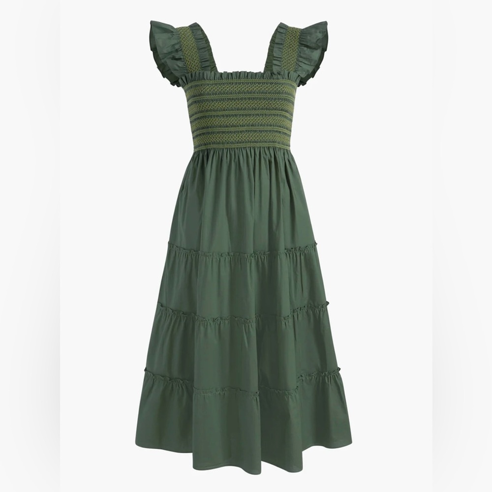 Hill House The Ellie Nap Dress in Leaf Green Cotton